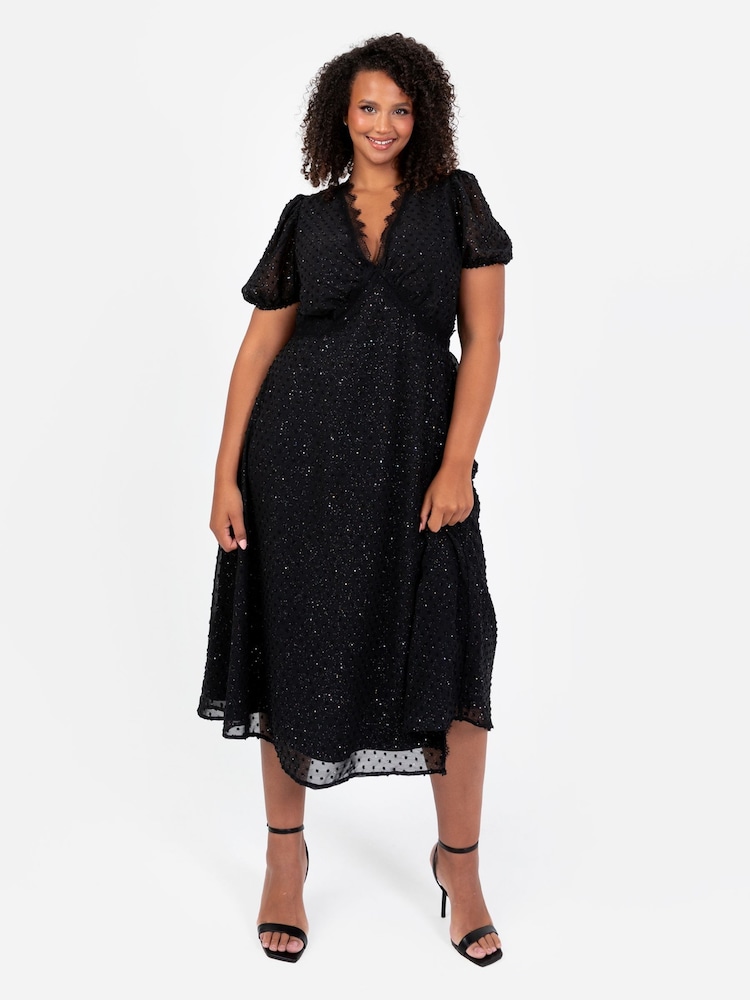 Acheter Peignoir mi-long lovedrobe métallisé à pois et bordures de