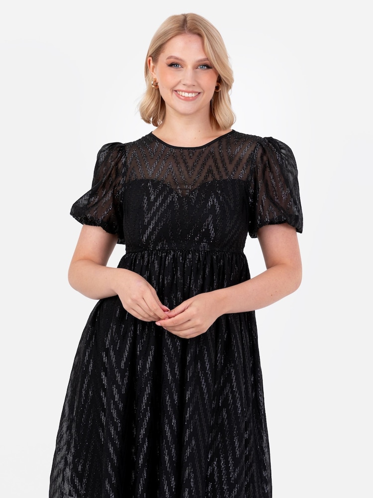 Lovedrobe Zig-Zag Burnout Mini Black Dress - Image 6 of 6