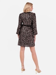 Lovedrobe Trim Tinsel Sequin Wrap Mini Black Dress - Image 2 of 6