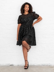Lovedrobe Zig-Zag Burnout Mini Black Dress - Image 1 of 6