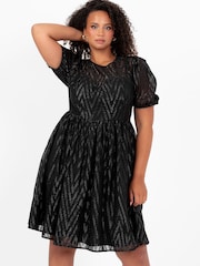 Lovedrobe Zig-Zag Burnout Mini Black Dress - Image 4 of 6