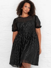 Lovedrobe Zig-Zag Burnout Mini Black Dress - Image 5 of 6