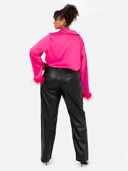 Lovedrobe Satin Shirt With Feather Trim Split Cuff - Image 6 of 6