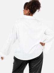 Lovedrobe Satin Shirt With Feather Trim Split Cuff - Image 5 of 6