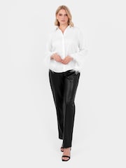 Lovedrobe Satin Shirt With Feather Trim Split Cuff - Image 6 of 6