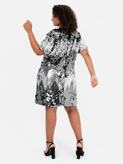 Lovedrobe Metallic Ombre Sequin T-Shirt Shape Swing Dress - Image 2 of 6