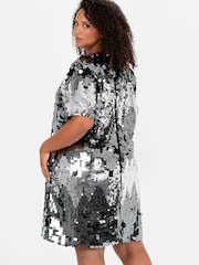 Lovedrobe Metallic Ombre Sequin T-Shirt Shape Swing Dress - Image 5 of 6