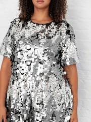 Lovedrobe Metallic Ombre Sequin T-Shirt Shape Swing Dress - Image 6 of 6