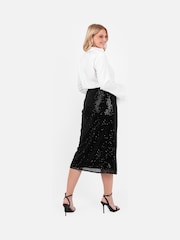 Lovedrobe Functional Wrap Sequin Black Midi Skirt - Image 5 of 6