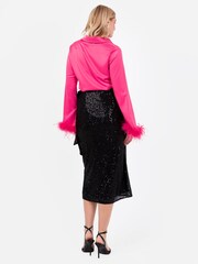 Lovedrobe Functional Wrap Sequin Black Midi Skirt - Image 6 of 6