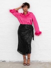 Lovedrobe Functional Wrap Sequin Midi Skirt - Image 1 of 6