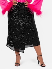 Lovedrobe Functional Wrap Sequin Midi Skirt - Image 3 of 6