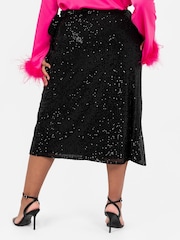 Lovedrobe Functional Wrap Sequin Midi Skirt - Image 4 of 6