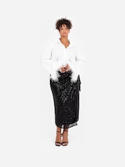 Lovedrobe Functional Wrap Sequin Midi Skirt - Image 5 of 6
