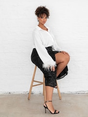 Lovedrobe Functional Wrap Sequin Midi Skirt - Image 6 of 6