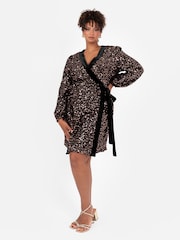 Lovedrobe Trim Tinsel Sequin Wrap Mini Black Dress - Image 3 of 6