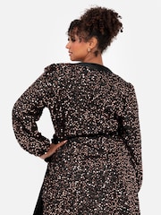 Lovedrobe Trim Tinsel Sequin Wrap Mini Black Dress - Image 5 of 6