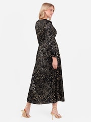 Lovedrobe Wrap Front Long Sleeve Midaxi Black Dress - Image 3 of 6