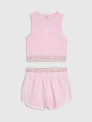 River Island Pink Logo Waistband Tank & Short Set - Image 1 of 4