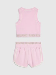 River Island Pink Logo Waistband Tank & Short Set - Image 2 of 4