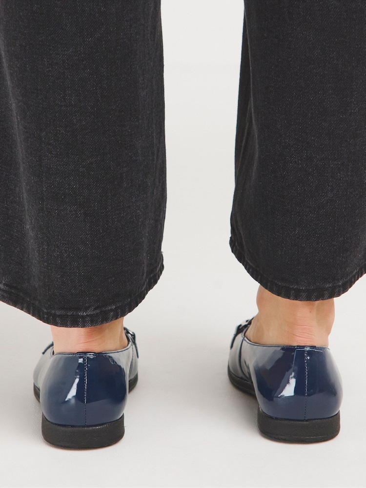 JD Williams Blue Snaffle Trim Ballerinas in Extra Wide Fit - Image 2 of 4
