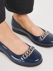 JD Williams Blue Snaffle Trim Ballerinas in Extra Wide Fit - Image 3 of 4