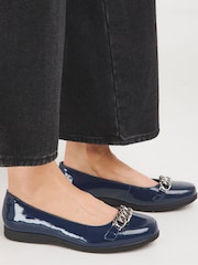 JD Williams Blue Snaffle Trim Ballerinas in Extra Wide Fit - Image 4 of 4