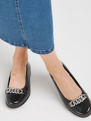 JD Williams Black Snaffle Trim Ballerinas in Extra Wide Fit - Image 1 of 4