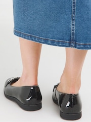 JD Williams Black Snaffle Trim Ballerinas in Extra Wide Fit - Image 2 of 4