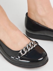 JD Williams Black Snaffle Trim Ballerinas in Extra Wide Fit - Image 3 of 4