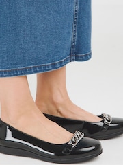JD Williams Black Snaffle Trim Ballerinas in Extra Wide Fit - Image 4 of 4