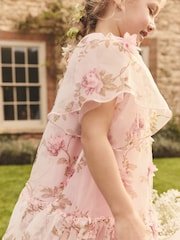 Pink 3D Floral Organza Party Dress (3-16yrs) - Image 4 of 4