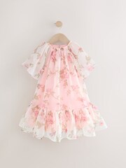 Rosa - 3D Blomstrete Organza Festkjoler (3-16år) - Bilde 5 av 7