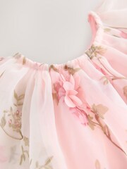 Rosa - 3D Blomstrete Organza Festkjoler (3-16år) - Bilde 6 av 7