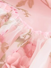 Rosa - 3D Blomstrete Organza Festkjoler (3-16år) - Bilde 7 av 7