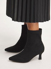 JD Williams Black Kitten Heel Sock Boots In Extra Wide Fit - Image 1 of 5