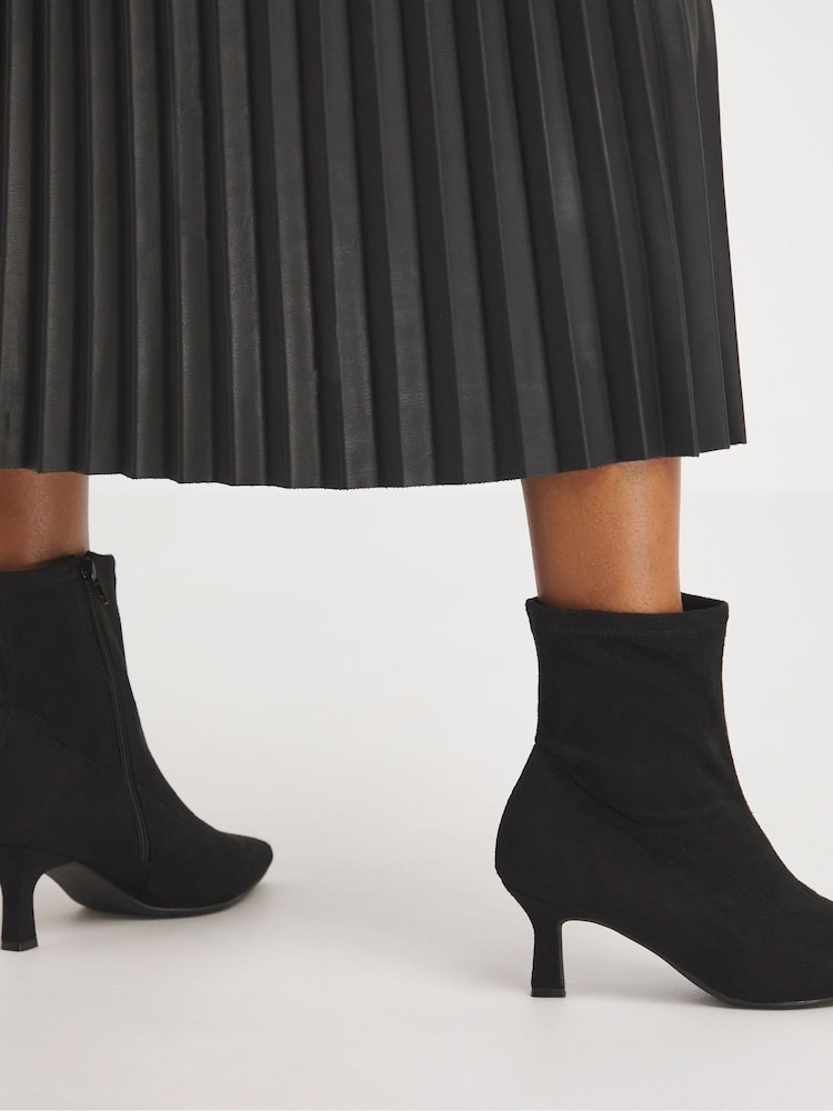 JD Williams Black Kitten Heel Sock Boots In Extra Wide Fit - Image 2 of 5