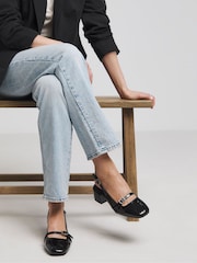 JD Williams Black Slingback Mary Jane Block Heel Court Shoes in Extra Wide Fit - Image 3 of 4