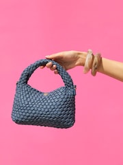 Dune London Blue Dinkydeliberate Mini Woven Slouch Crossbody Bag - Image 1 of 8