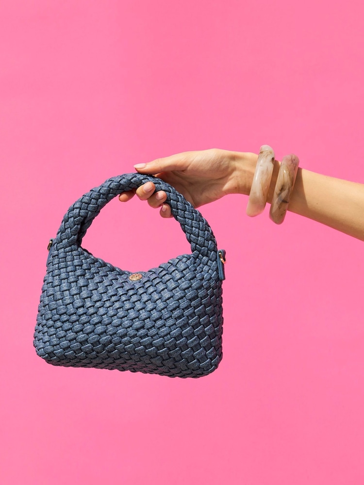 Dune London Blue Dinkydeliberate Mini Woven Slouch Crossbody Bag - Image 1 of 8