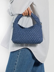 Dune London Blue Dinkydeliberate Mini Woven Slouch Crossbody Bag - Image 4 of 8