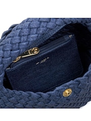 Dune London Blue Dinkydeliberate Mini Woven Slouch Crossbody Bag - Image 7 of 8