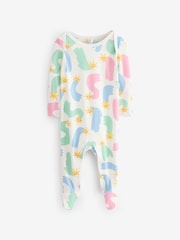 Stella McCartney Kids Cream Multicolour Abstract Star Print Sleepsuit & Bib Set - Image 3 of 9