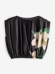 Multi Floral Print Kew Collection Satin Tie Back Top - Image 4 of 6