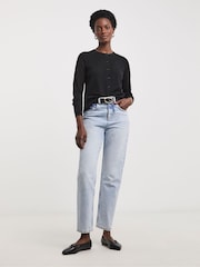 JD Williams Black Crew Neck Cardigan - Image 3 of 4