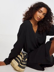 JD Williams Black Ladder Trim Beach Shirt - Image 2 of 4