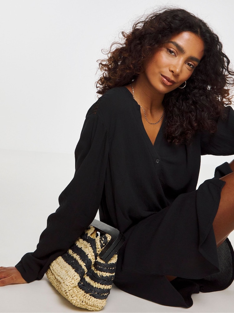 JD Williams Black Ladder Trim Beach Shirt - Image 2 of 4 JD Williams Black Ladder Trim Beach Shirt - Image 2 of 4