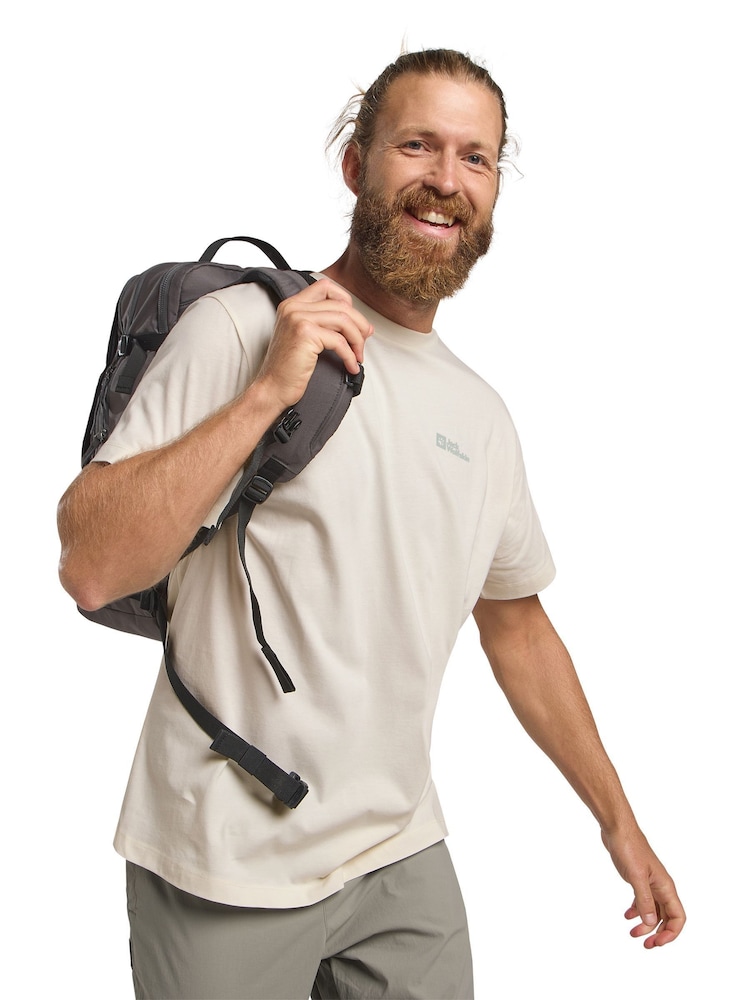 Jack Wolfskin Mens Essential 100% Cotton Cream T-Shirt - Image 3 of 5