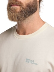 Jack Wolfskin Mens Essential 100% Cotton Cream T-Shirt - Image 4 of 5