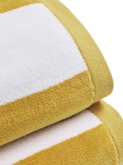 Christy Ochre Cabana Stripe Vibrant Beach Towel - Image 2 of 3